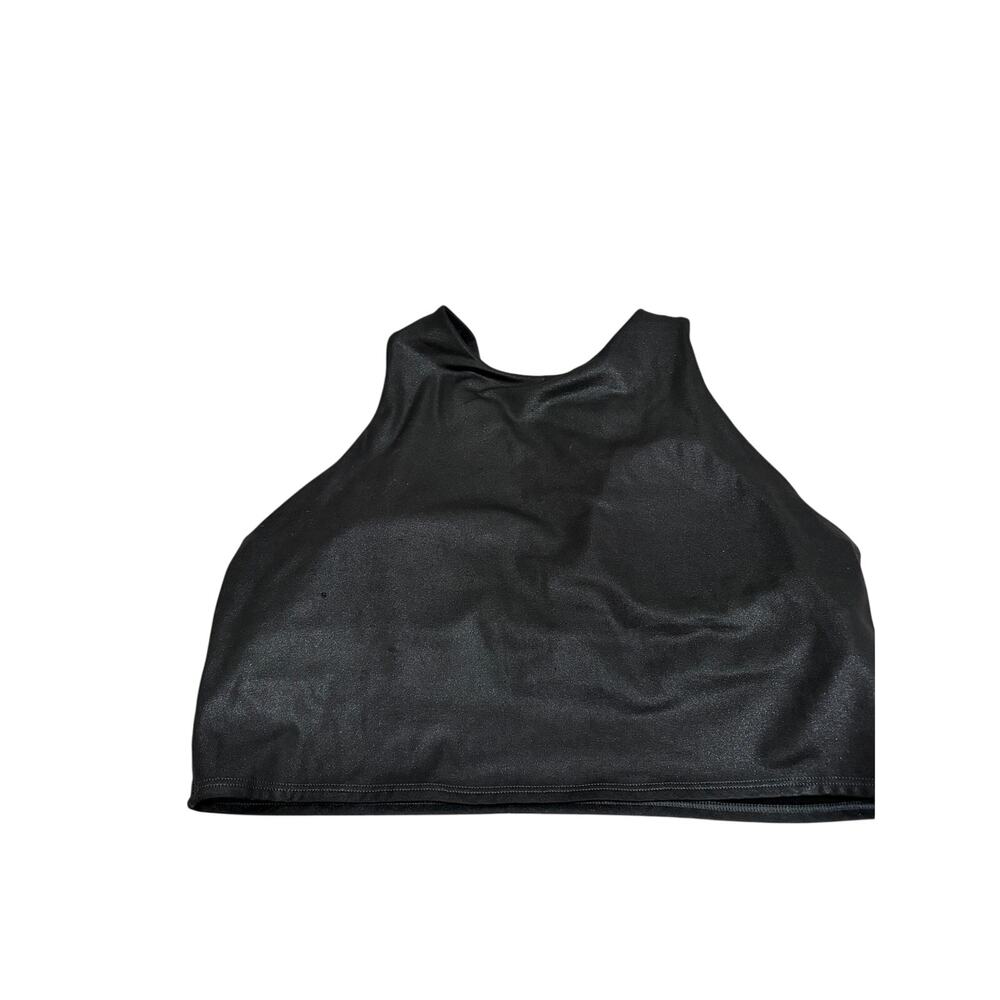 Athleta Conscious Crop Top Bra Black Shimmer Women's Size Large
